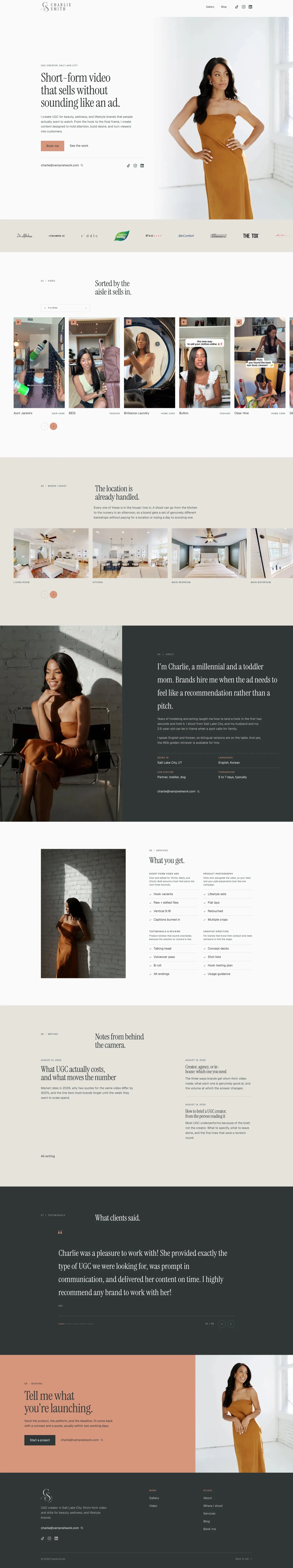 Charlie Smith's portfolio after the redesign